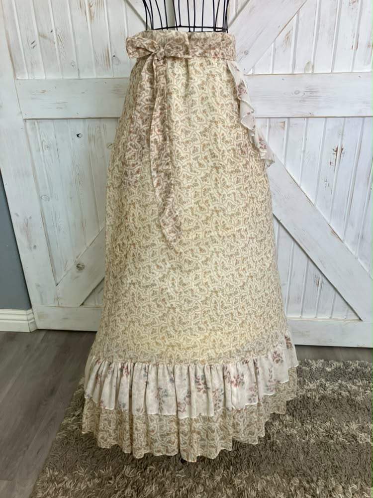 70's Vintage Gunne Sax Jessica's Gunnies Peach Brown Green Blue Calico Prairie Maxi Skirt 11
