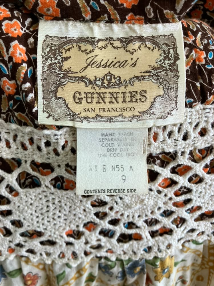 70's Vintage Gunne Sax Jessica's Gunnies Orange Yellow Green Brown Plaid Paisley Calico Prairie Maxi Skirt