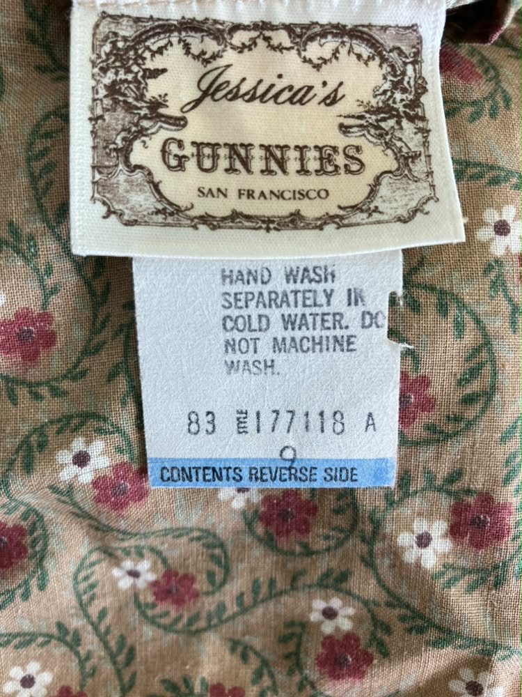 70's Vintage Gunne Sax Jessica's Gunnies Brown Red White Green Calico Daisy Corset Waist Prairie Maxi Skirt 9 *FLAW