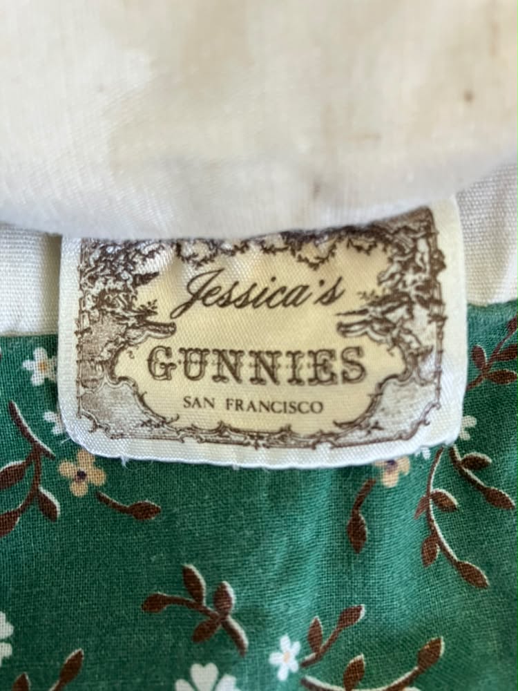 70's Vintage Gunne Sax Jessica's Gunnies White Green Gold Calico Prairie Midi Skirt
