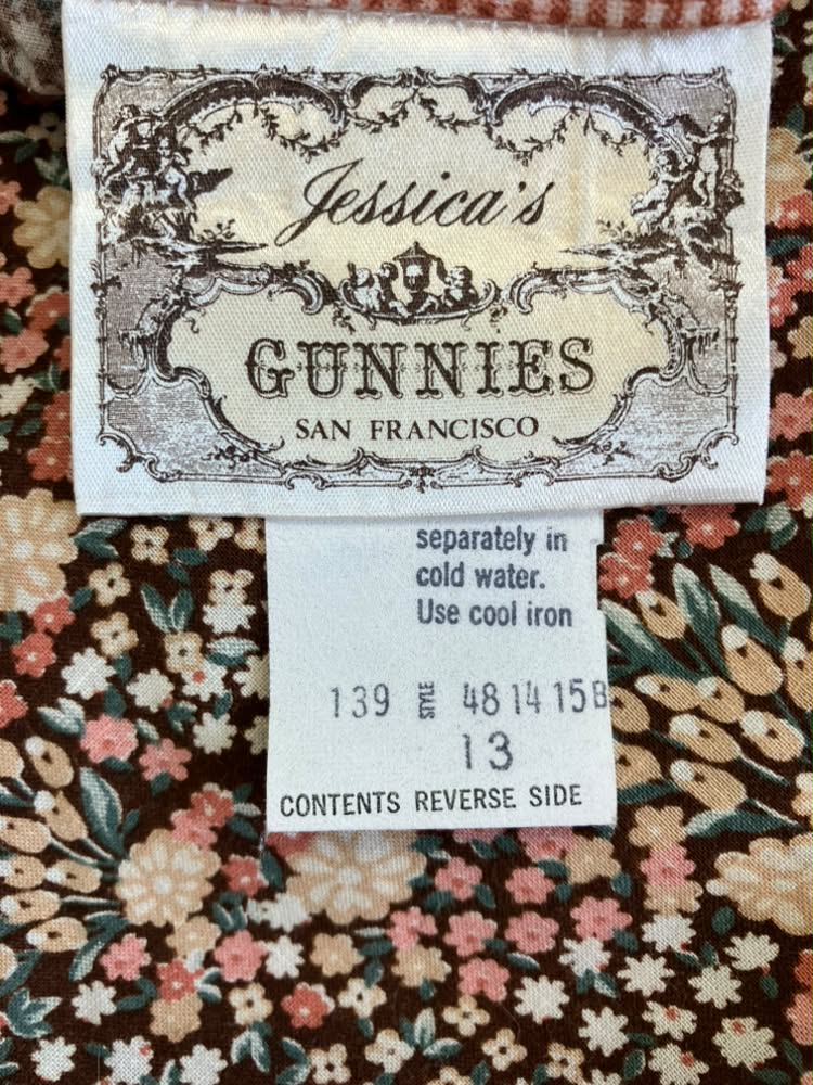 70's Vintage Gunne Sax Jessica's Gunnies Brown Peach Green Autumn Calico Prairie Midi Skirt 13