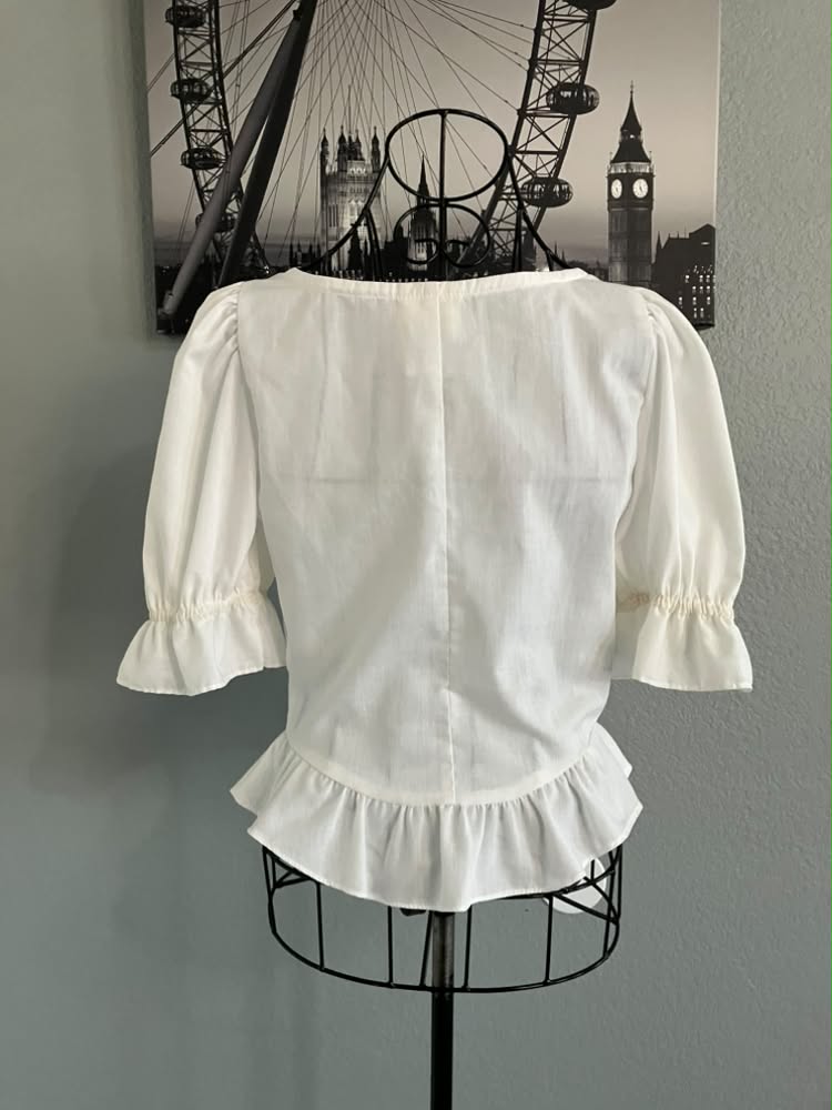 70's Vintage Gunne Sax Jessica's Gunnies White Dirndl Prairie Top Shirt Blouse