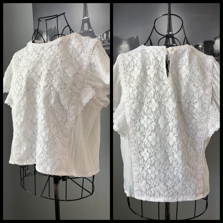 80's Vintage Gunne Sax Gunnies White Lace Prairie Blouse Shirt