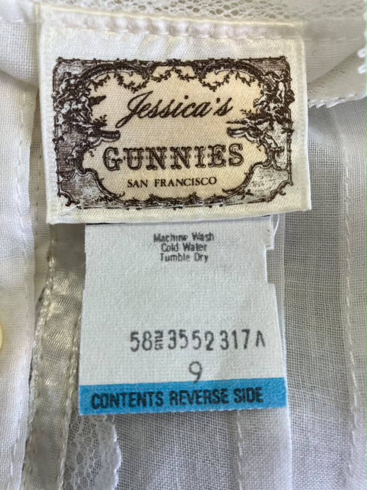 70's Vintage Gunne Sax Jessica's Gunnies Prairie Edwardian Victorian White Blouse Shirt