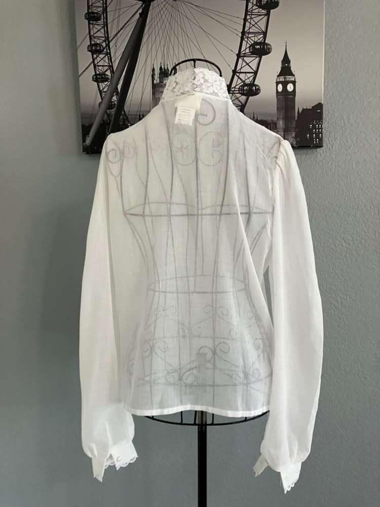 70's Vintage Gunne Sax Jessica's Gunnies Prairie Edwardian Victorian White Blouse Shirt