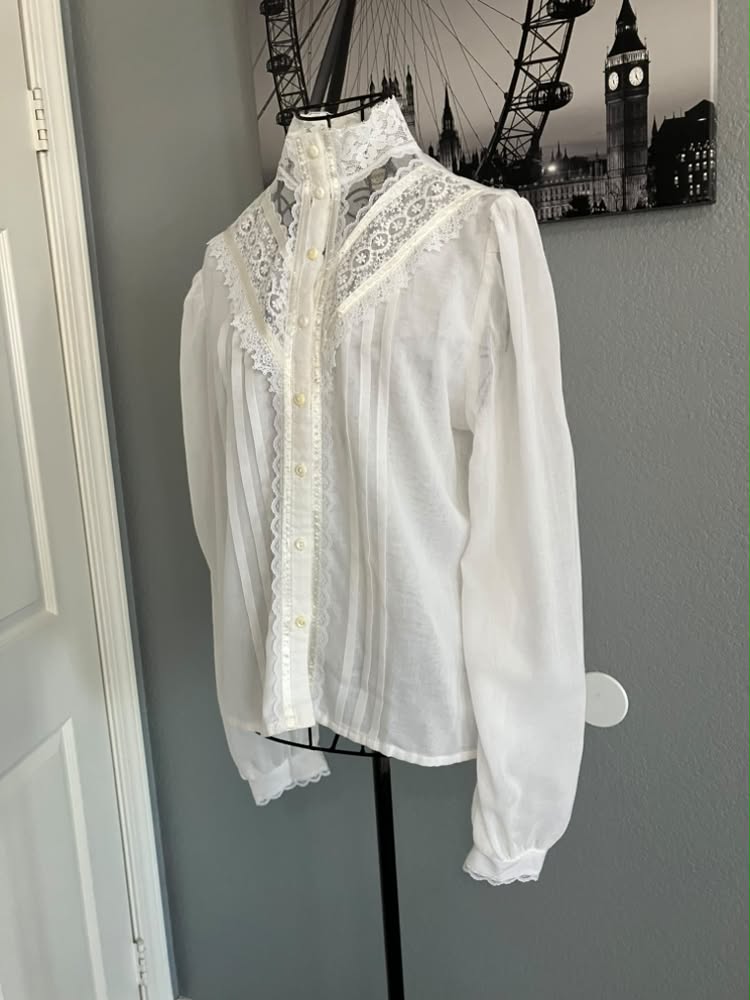 70's Vintage Gunne Sax Jessica's Gunnies Prairie Edwardian Victorian White Blouse Shirt