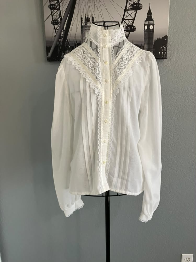 70's Vintage Gunne Sax Jessica's Gunnies Prairie Edwardian Victorian White Blouse Shirt