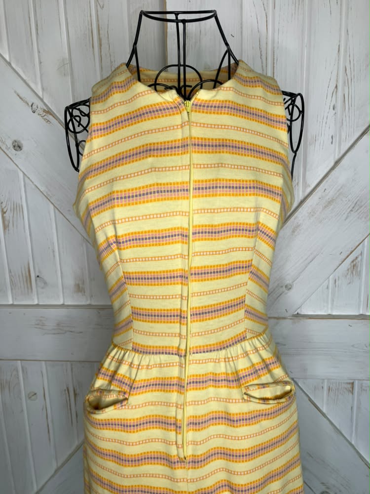 60's Vintage Paraphernalia Youthquake Betsey Johnson Yellow Pink Purple Stripe Romper Mini Jumper Playsuit RARE *FLAWS