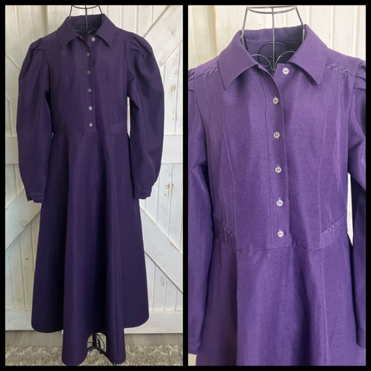 60's Vintage Purple Mod Cottagecore Prairie Swing Midi Dress
