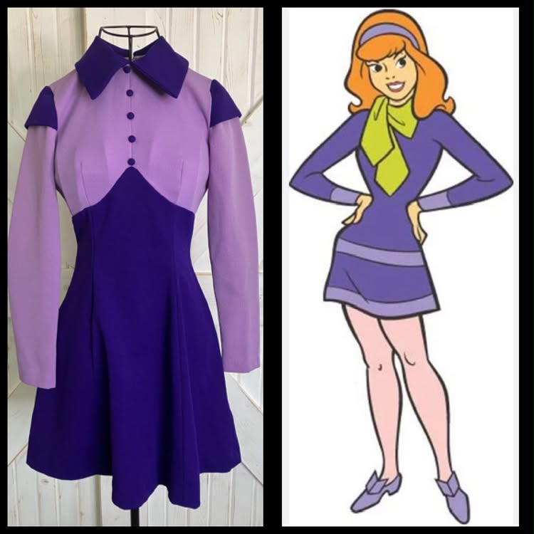 60's Vintage Purple Mod Go Go Daphne Scooby Doo Marsha Brady Twiggy Mini Dress