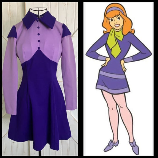 60's Vintage Purple Mod Go Go Daphne Scooby Doo Marsha Brady Twiggy Mini Dress