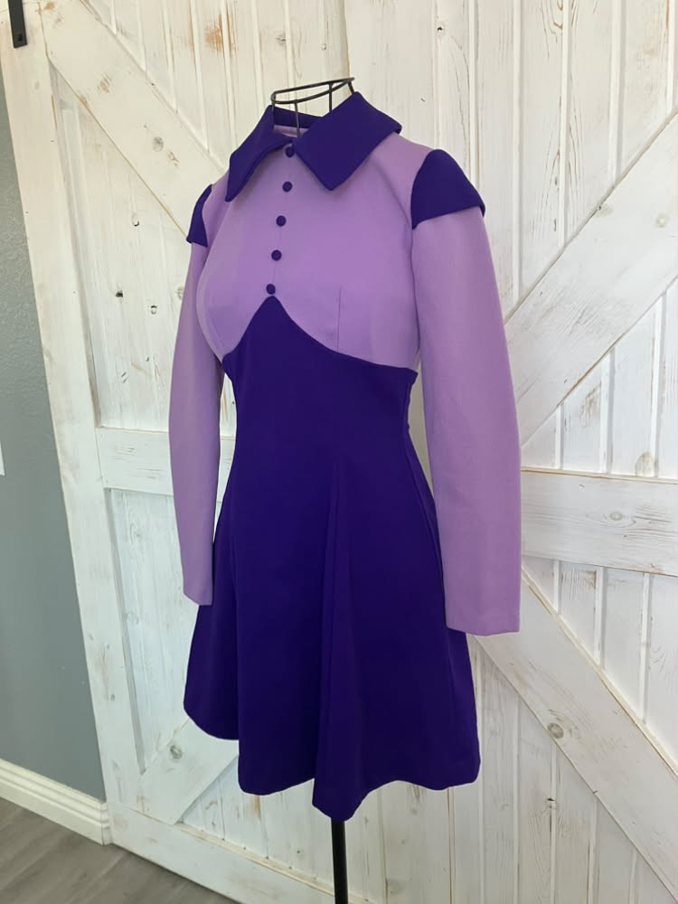 60's Vintage Purple Mod Go Go Daphne Scooby Doo Marsha Brady Twiggy Mini Dress