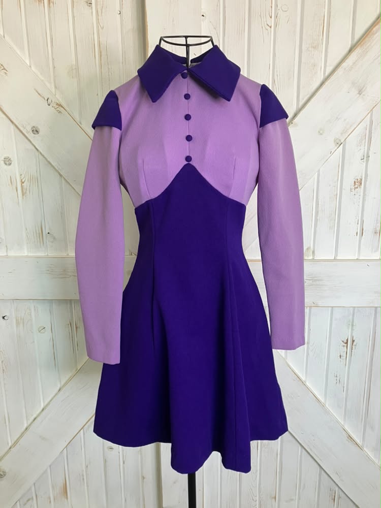 60's Vintage Purple Mod Go Go Daphne Scooby Doo Marsha Brady Twiggy Mini Dress