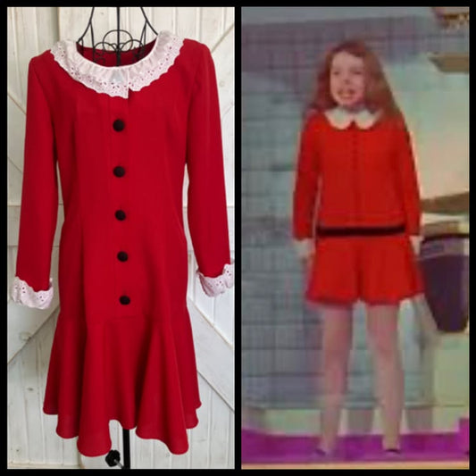 80's Vintage Leslie Fay Veruca Salt Red White Drop Waist Mini Dress *UPCYCLE