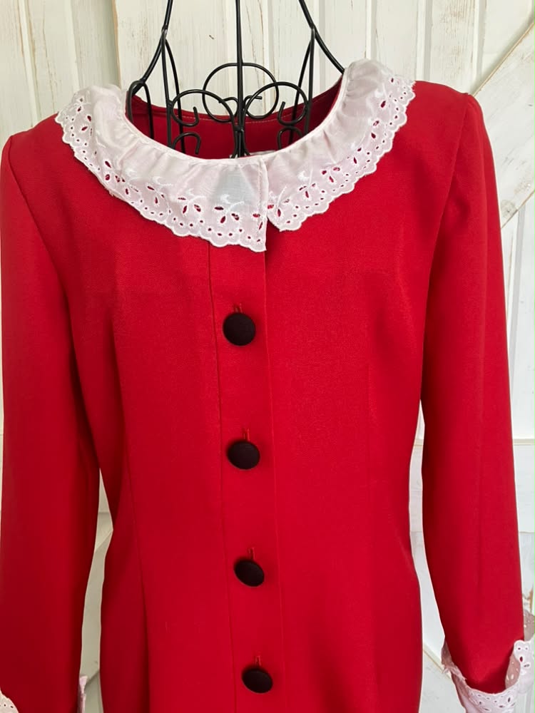 80's Vintage Leslie Fay Veruca Salt Red White Drop Waist Mini Dress *UPCYCLE