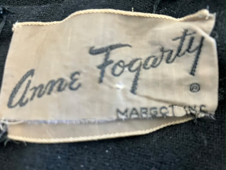 50's Vintage Anne Fogarty Black Wool Tea Swing Day Dress