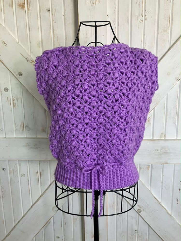 80's Vintage New Wave Handmade Purple Crochet Knit Top Blouse