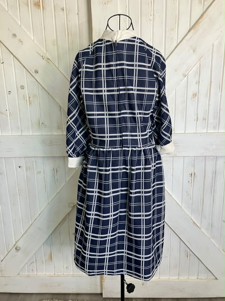 60's Vintage Alison Ayres Marsha Brady Mod Blue White Check Mini Dress
