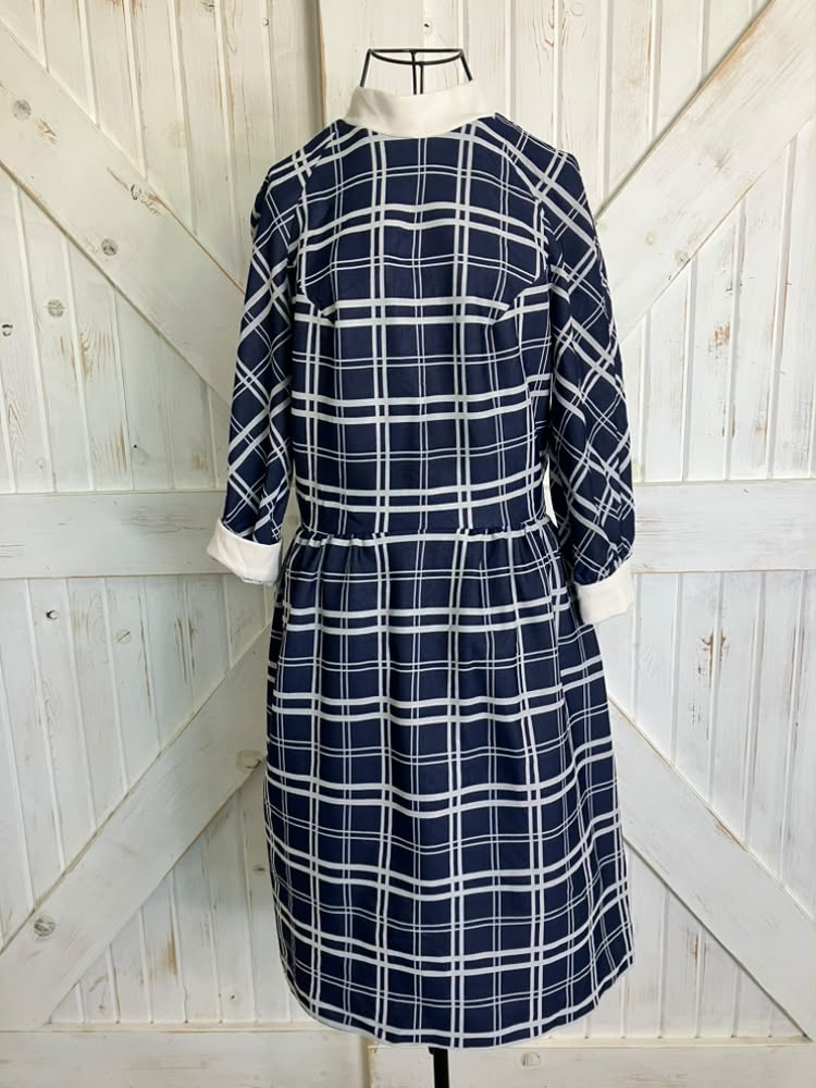 60's Vintage Alison Ayres Marsha Brady Mod Blue White Check Mini Dress