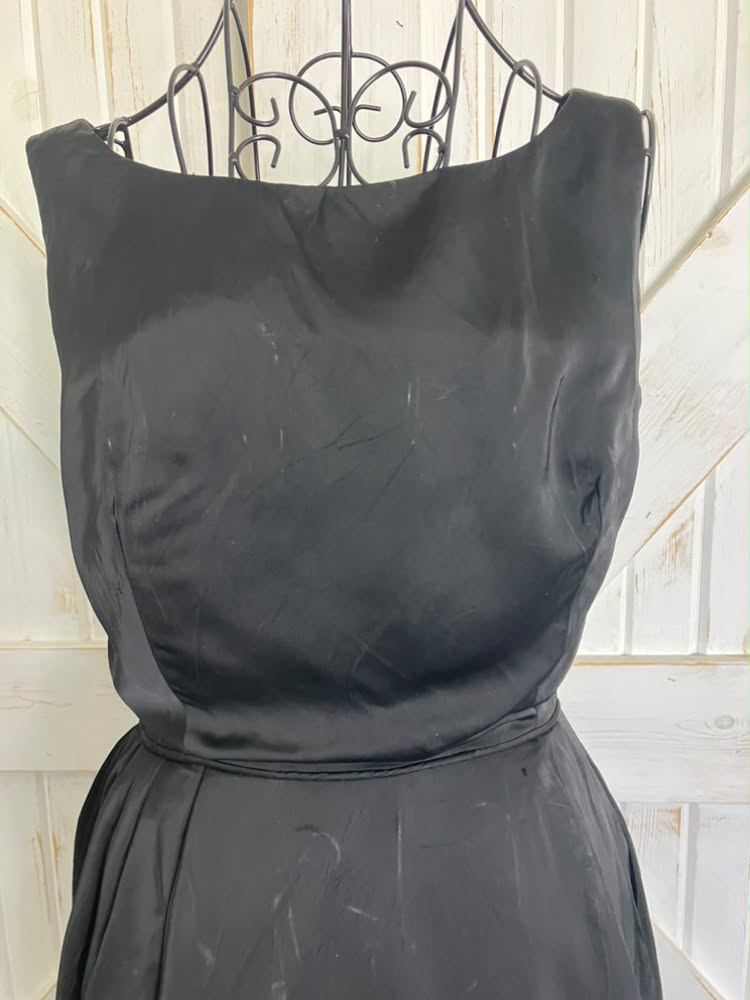 50's Vintage Audrey Black Sheath Cocktail Party Midi Dress