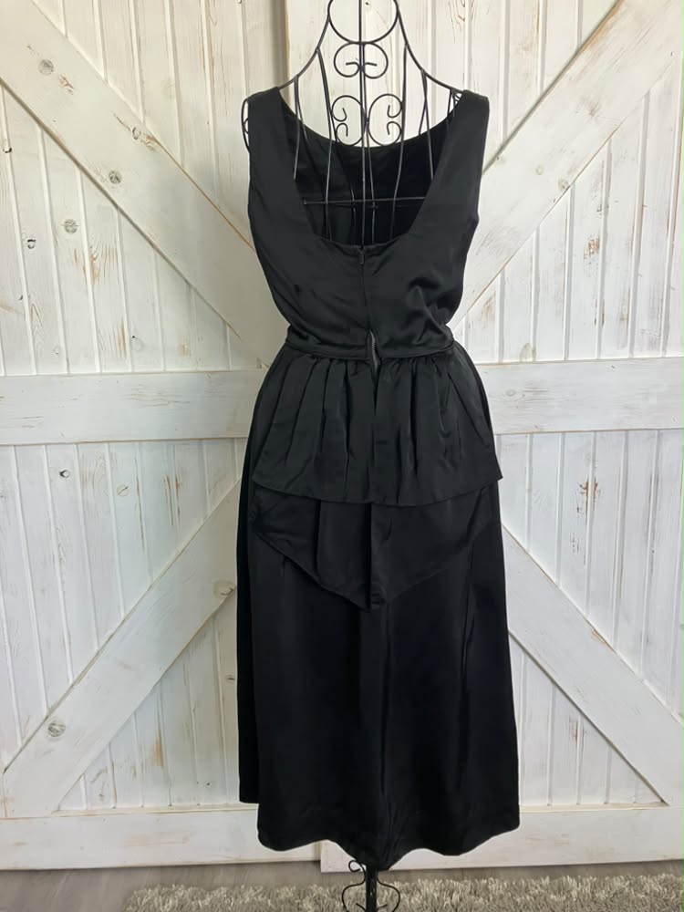 50's Vintage Audrey Black Sheath Cocktail Party Midi Dress