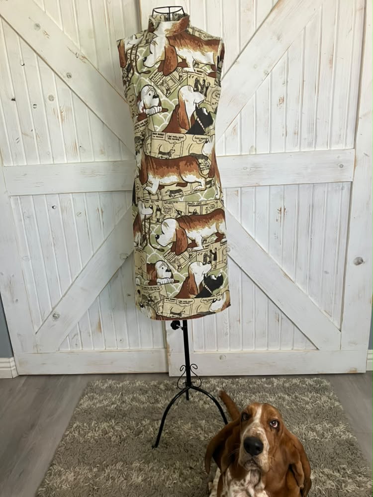80's Vintage Handmade Fred the Basset Hound Dog Novelty Print Mini Dress