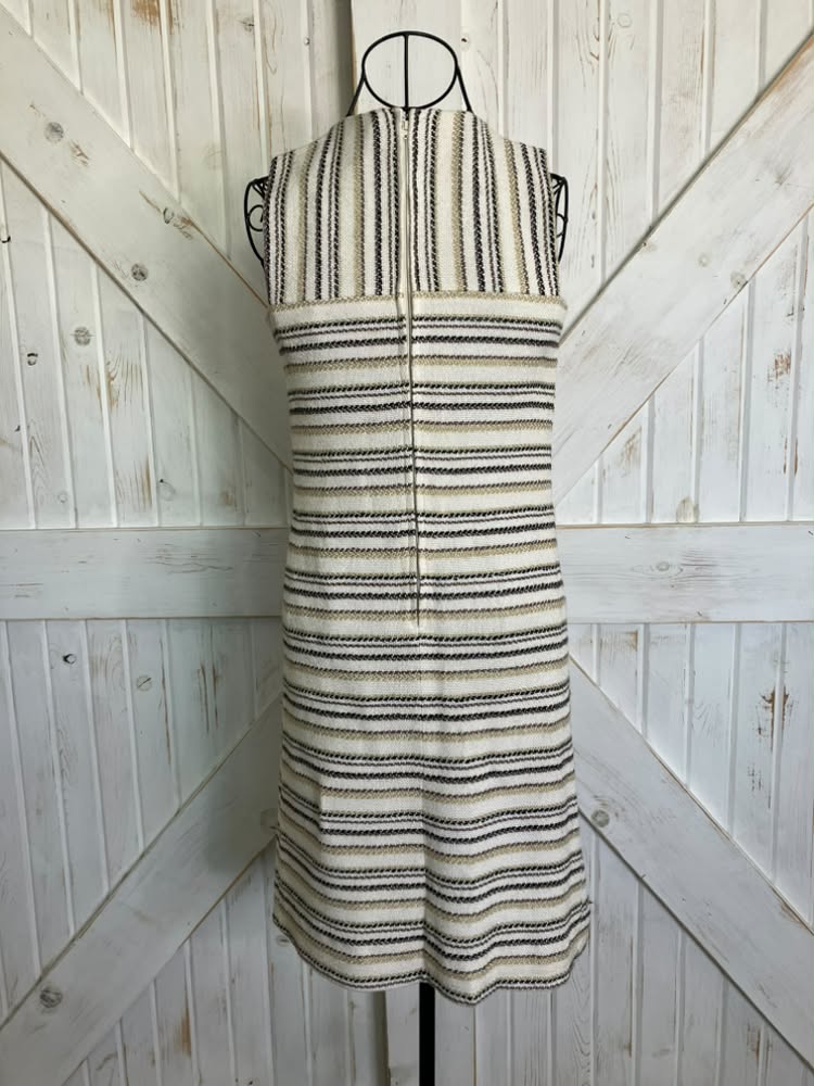 70's Vintage Lanz Original Beige Brown Stripe Mini Sundress Dress