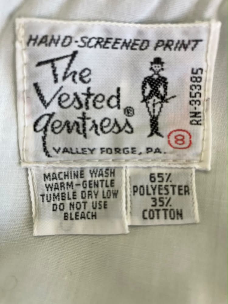 70's Vintage The Vested Gentress Blue White Cat in Tree Novelty Print Mod Midi Dress *FLAWS