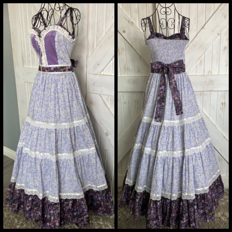 Reproduction Retro All About Audrey Purple Calico Gunne Sax STYLE Corset Prairie Maxi Sweetheart Corset Sundress Dress