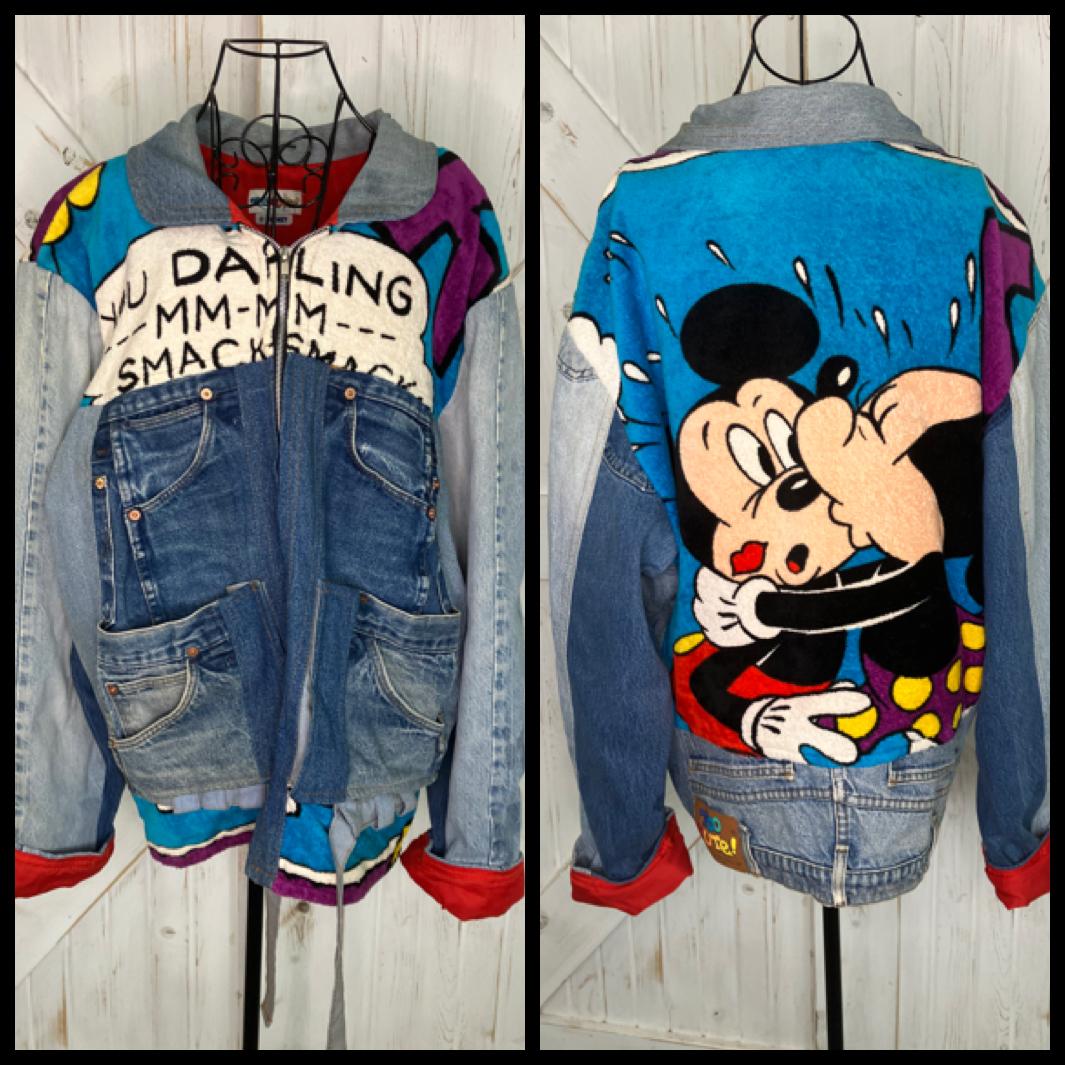90's Vintage Mommy Adult & Me Kid Tween Guetta Brothers x Disney Too Cute Jean Bomber Terry Jean Jackets Set of 2