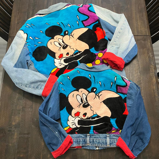 90's Vintage Mommy Adult & Me Kid Tween Guetta Brothers x Disney Too Cute Jean Bomber Terry Jean Jackets Set of 2