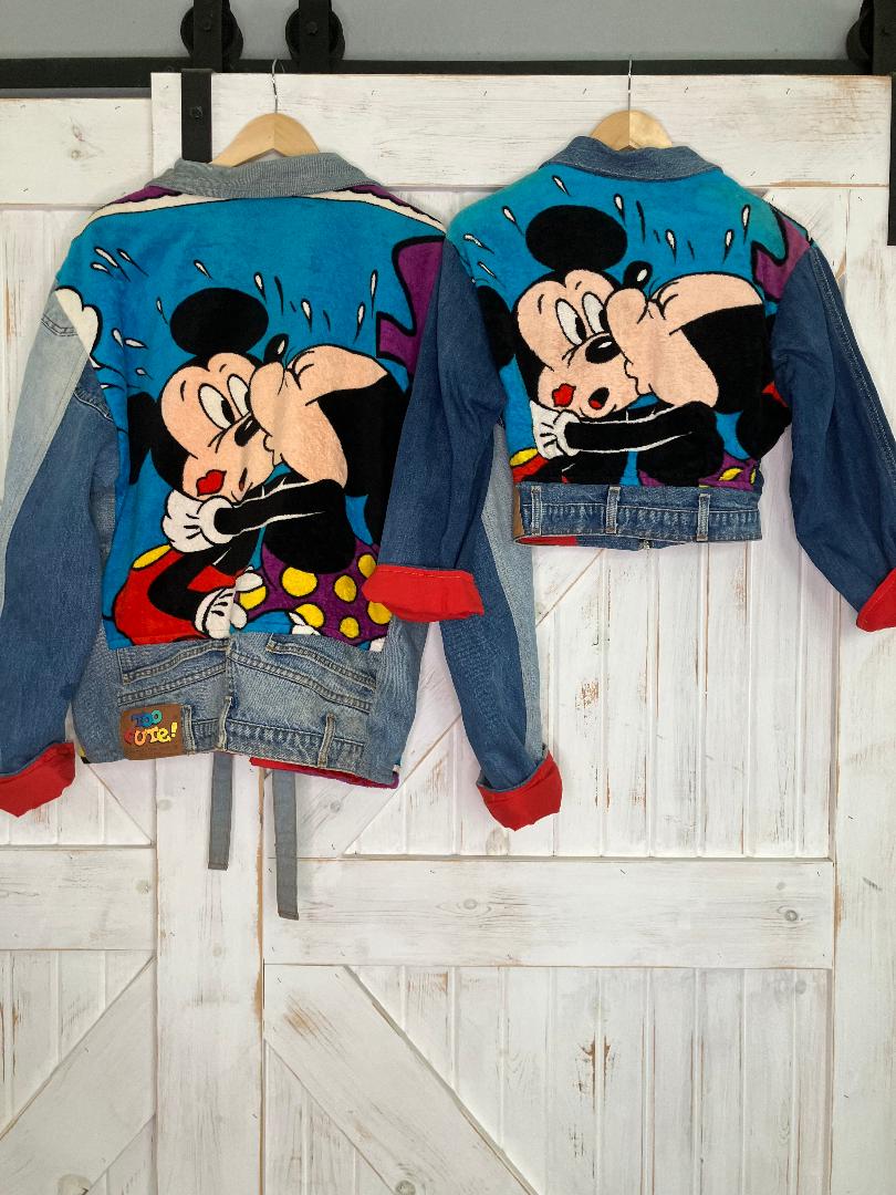 90's Vintage Mommy Adult & Me Kid Tween Guetta Brothers x Disney Too Cute Jean Bomber Terry Jean Jackets Set of 2
