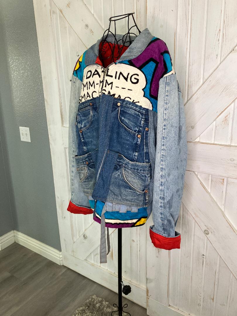 90's Vintage Mommy Adult & Me Kid Tween Guetta Brothers x Disney Too Cute Jean Bomber Terry Jean Jackets Set of 2