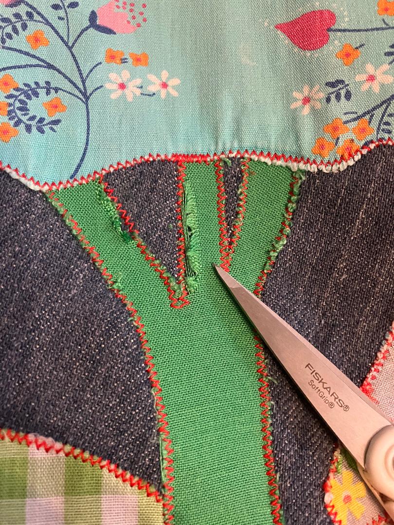 60's Vintage Denim Blue Jean Rainbow Calico Patchwork Mod Swing Midi Dress
