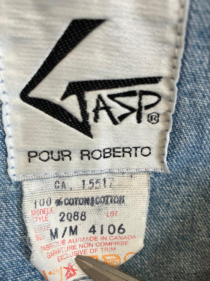 80's Vintage Gasp Pour Roberto Blue Jean Denim Overall Jumper Crop Tank Top