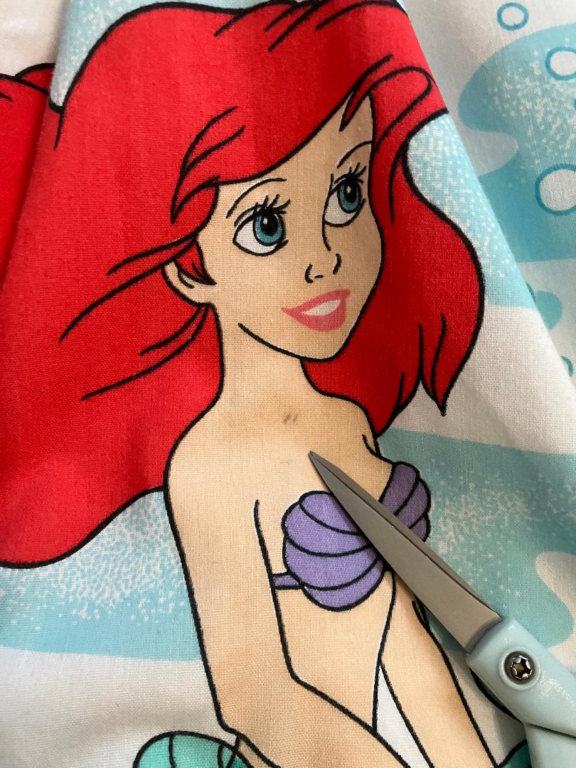 Upcycled Vintage Little Mermaid Ariel Under the Sea Bed Sheet Mini Sundress Dress