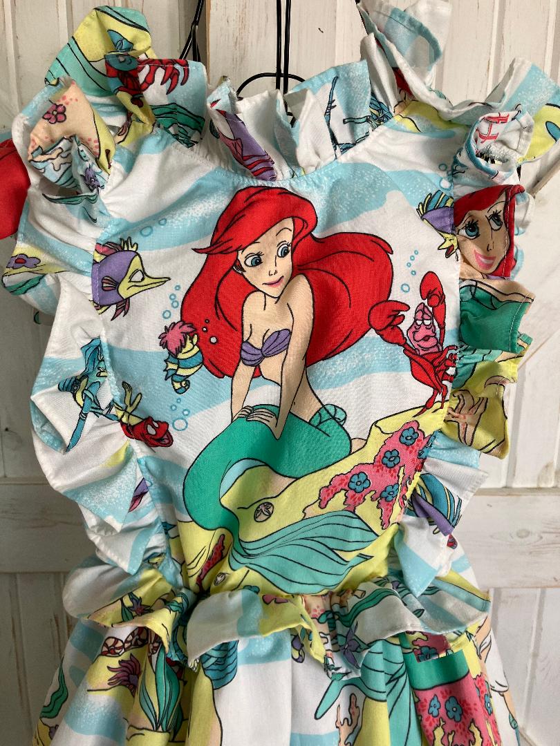 Upcycled Vintage Little Mermaid Ariel Under the Sea Bed Sheet Mini Sundress Dress