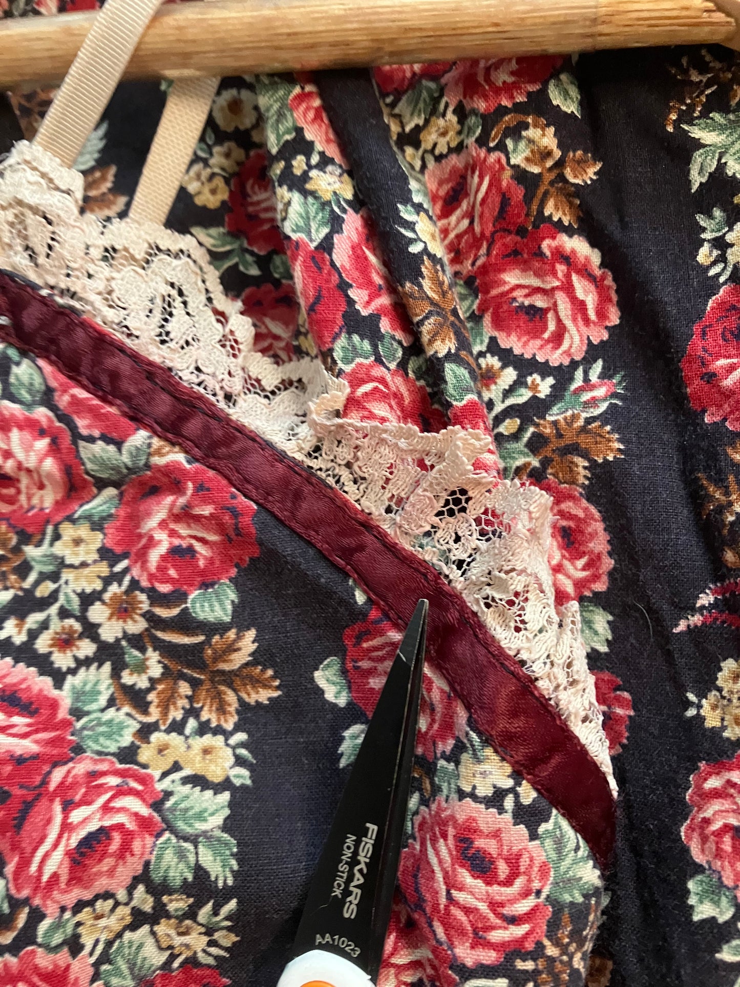 70's Vintage Climax by David Howard Black Red Cabbage Rose Calico Sweetheart Prairie Mini Dress