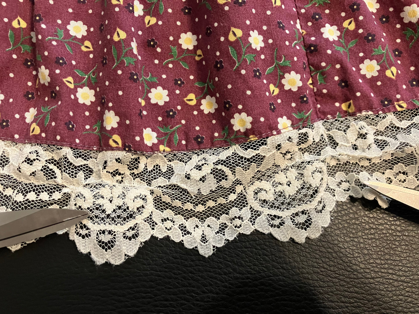 70's Vintage Gunne Sax Jessica's Gunnies Purple Mauve White Green Calico Daisy Prairie Midi Skirt 11