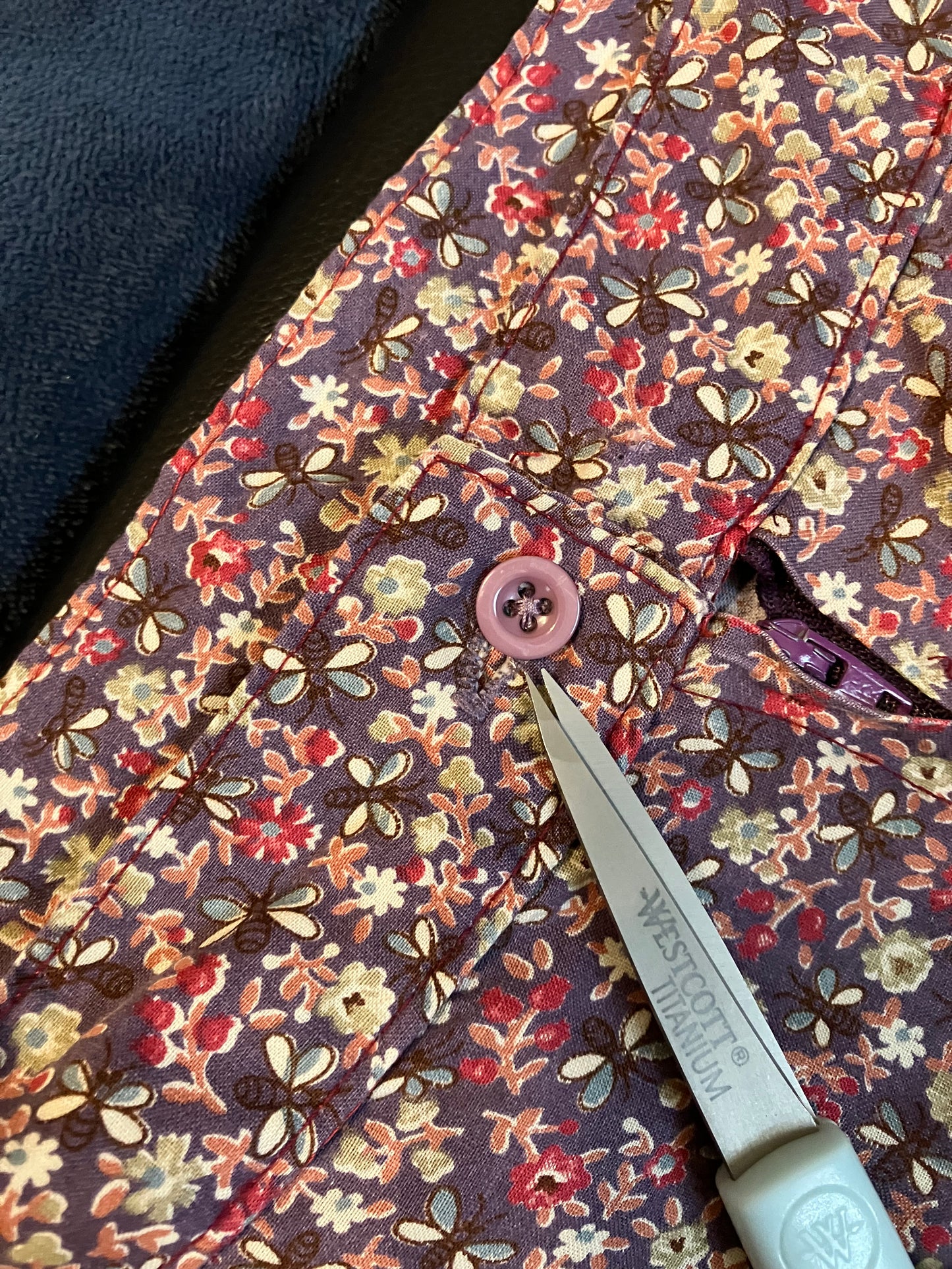 70's Vintage Gunne Sax Jessica's Gunnies Purple Pink Birds Bees Calico Novelty Print Prairie Midi Skirt