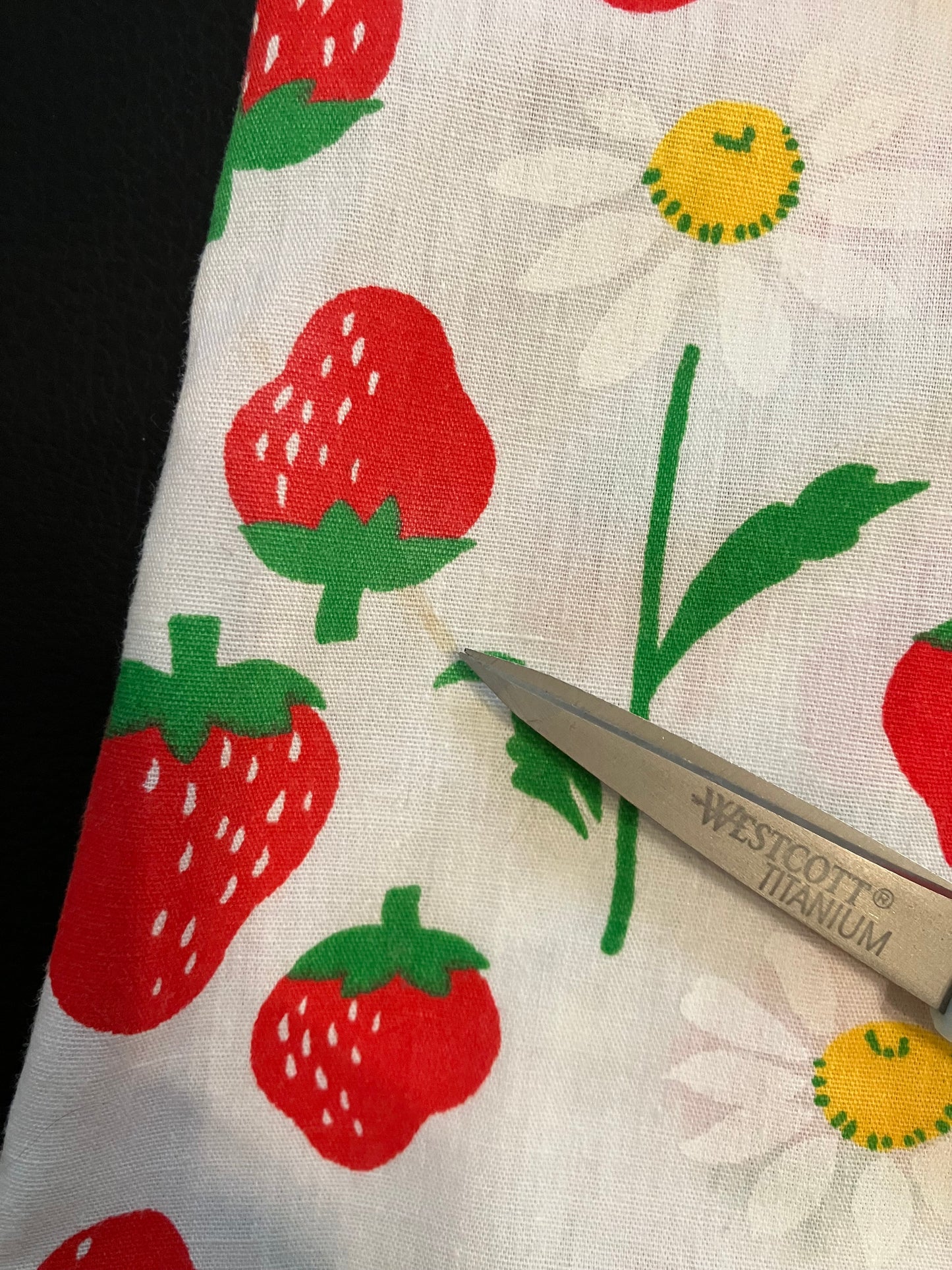 80's Vintage Jenni Strawberry Daisy Novelty Print Day Mini Midi Dress Sundress