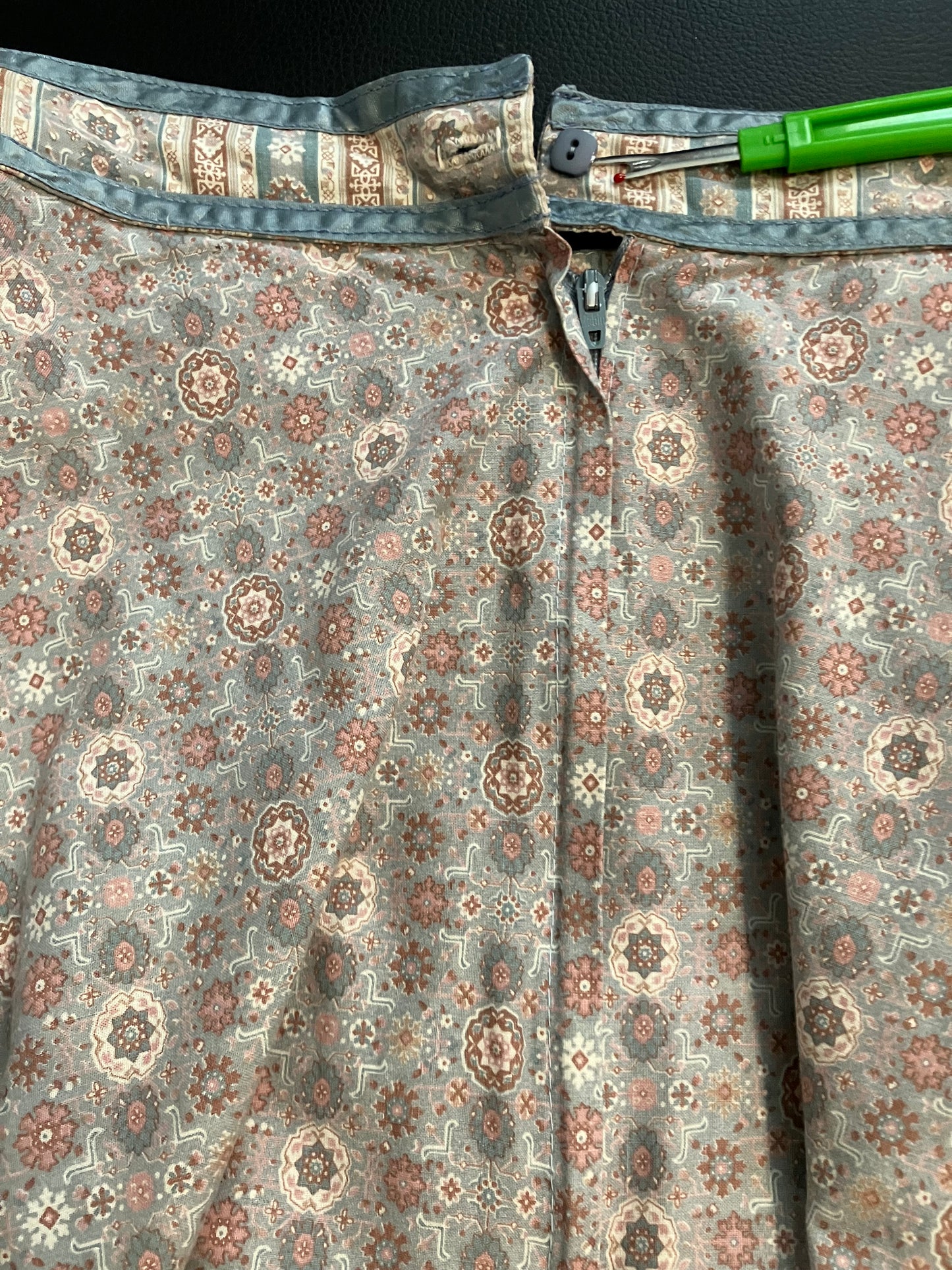 70's Vintage Gunne Sax Jessica's Gunnies Blue Pink Snowflake Calico Prairie Midi Skirt *ALTERED