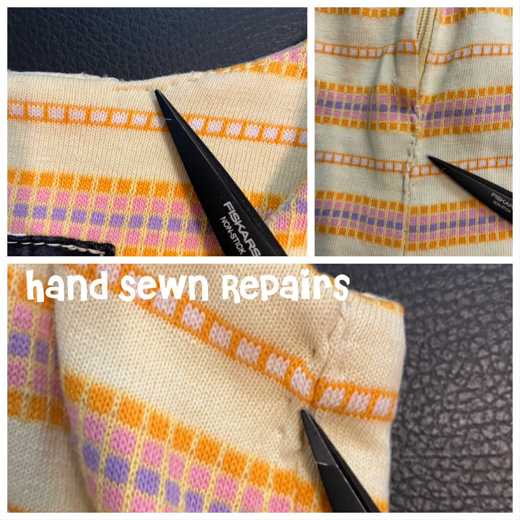 60's Vintage Paraphernalia Youthquake Betsey Johnson Yellow Pink Purple Stripe Romper Mini Jumper Playsuit RARE *FLAWS