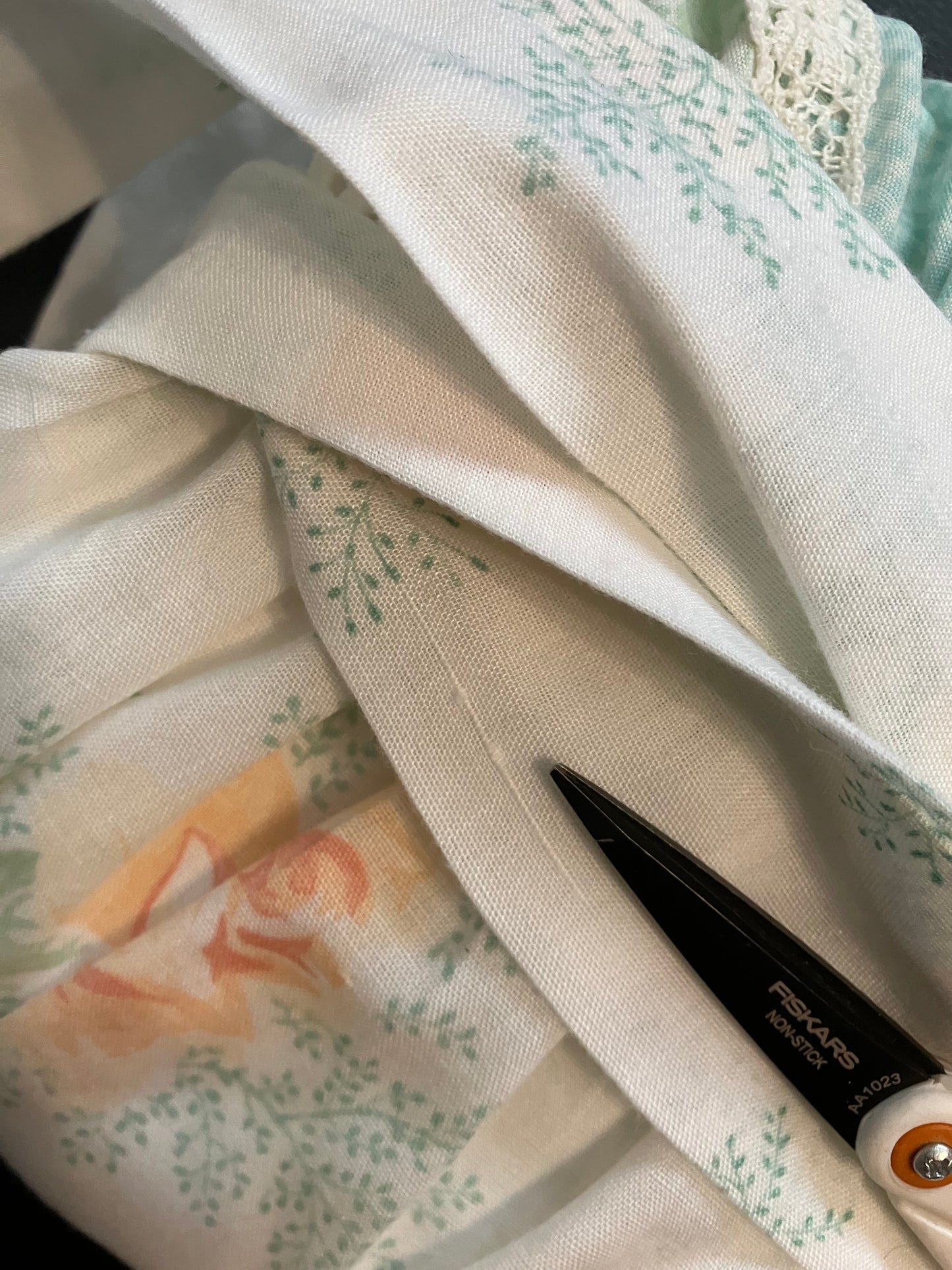 70's Vintage Gunne Sax Jessica's Gunnies White Green Peach Gingham Calico Prairie Babydoll Shirt Top Blouse