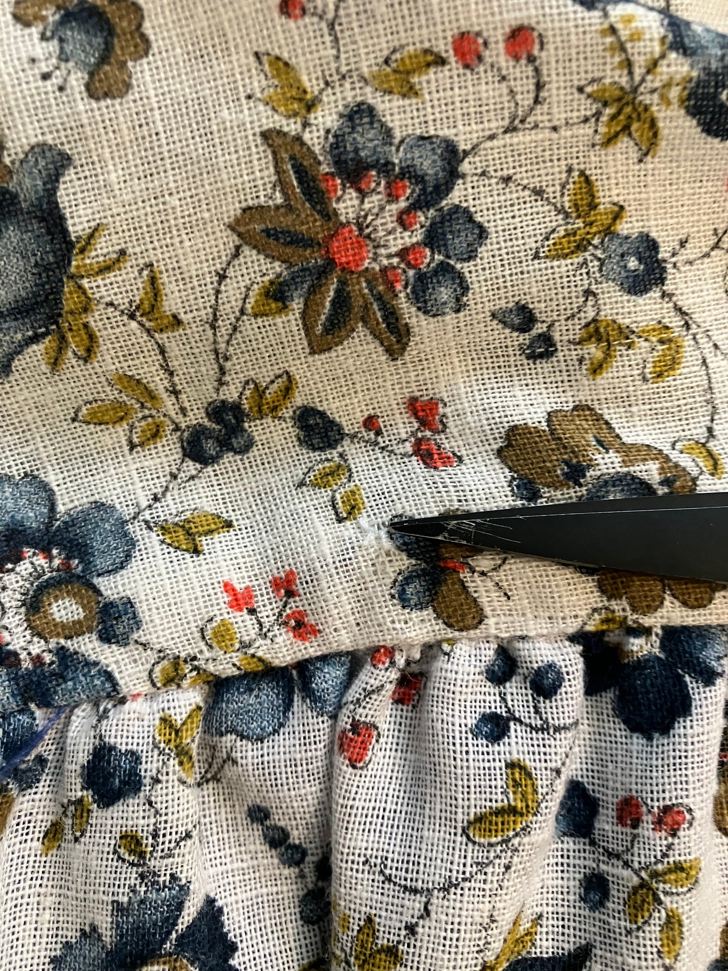 70's Vintage Gunne Sax Black Label Blue Butterfly Calico Prairie Corset Midi Dress 13 *HEMMED
