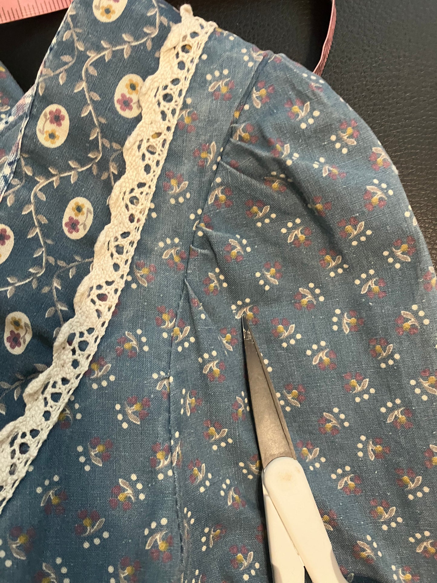 70's Vintage Gunne Sax Teal Blue White Calico Plaid Peplum Corset Prairie Midi Dress 11
