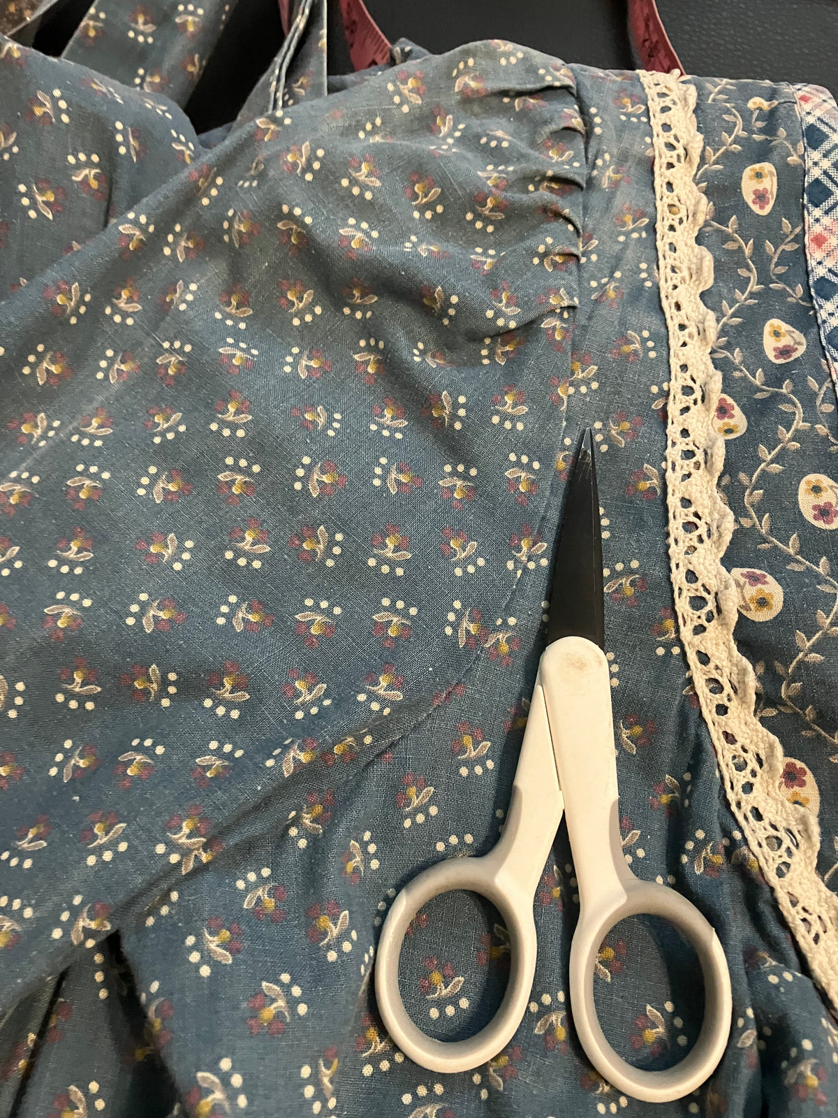 70's Vintage Gunne Sax Teal Blue White Calico Plaid Peplum Corset Prairie Midi Dress 11
