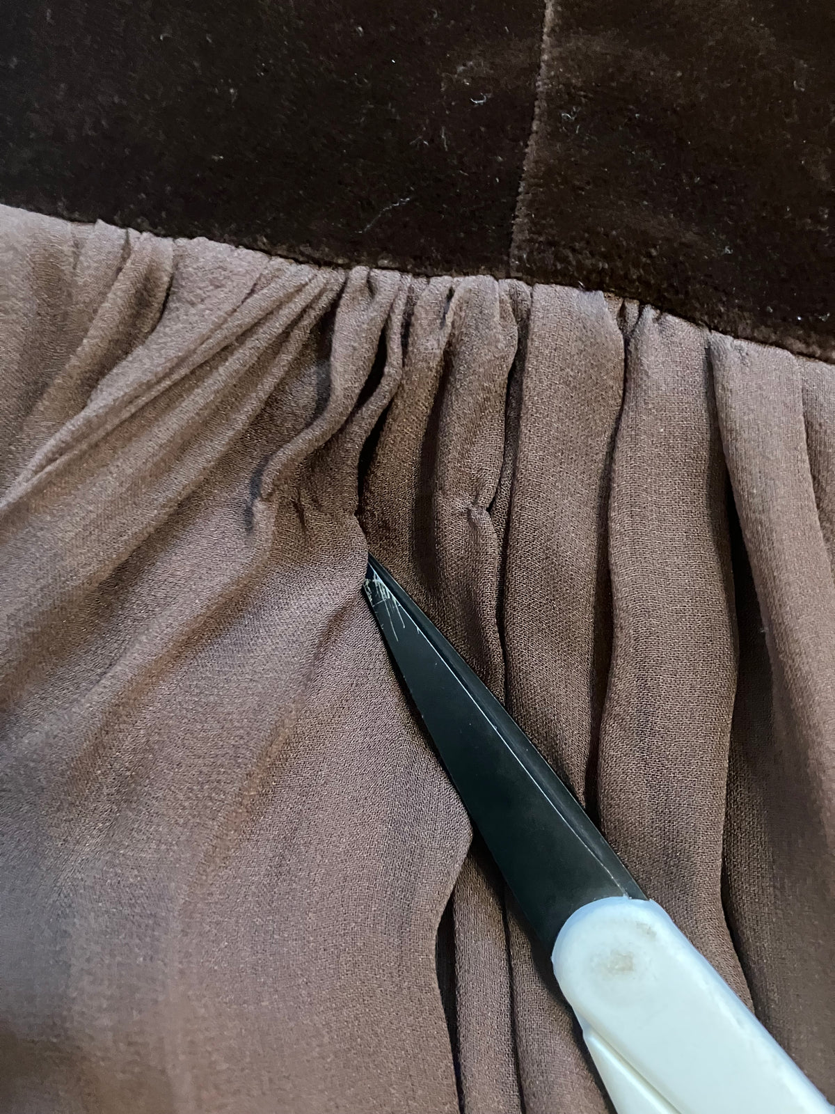 50's Vintage Brown Velvet Chiffon Cocktail Old Hollywood Party Mini Dress *FLAWS