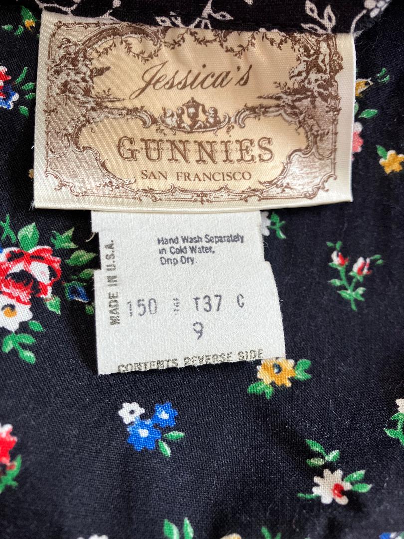 70's Vintage Gunne Sax Jessica's Gunnies Black White Rainbow Calico Prairie Maxi Skirt 9