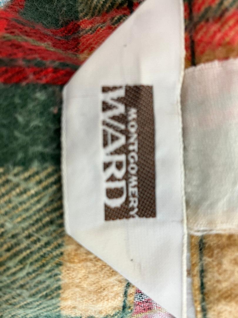 70's Vintage Mongomery Ward Gunne Sax STYLE Plaid Red Green Yellow Beige Rose Calico Prairie Midi Skirt